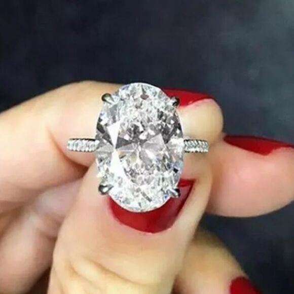 The Standing Ovation 5 ct Oval Cut White Sapphire 925 Silver ring size 8 - Picture 2 of 14